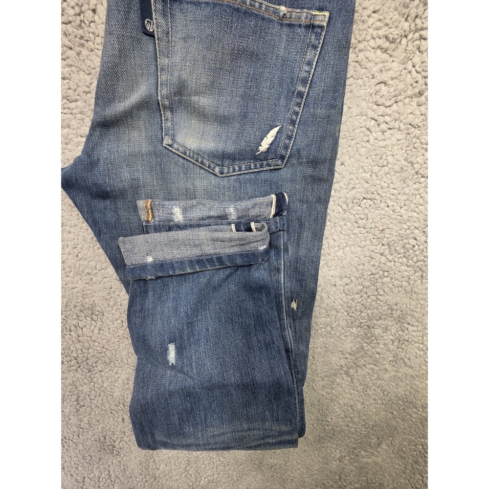 WODEN Selvedge Denim Jeans Womens Sz 0 Blue Straight‎ Leg Redline Button - Picture 11 of 13
